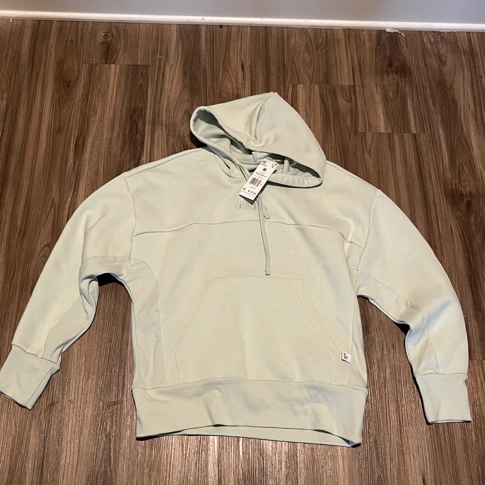 adidas Green Sweater with Hood and Relaxed Fit
